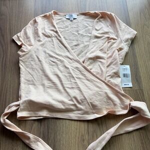 New With Tags Adriano Goldschmied Peach Pink Wrap Blouse- Size Small
